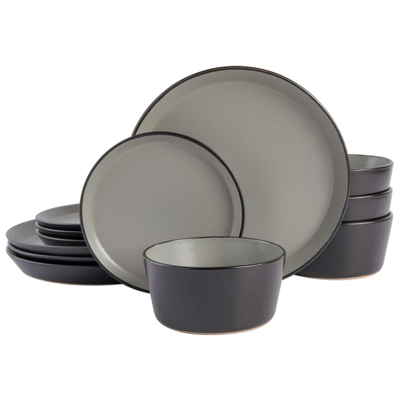 Gibson Soho Lounge Sofia 12 Piece Coupe Dinnerware Set - Grey