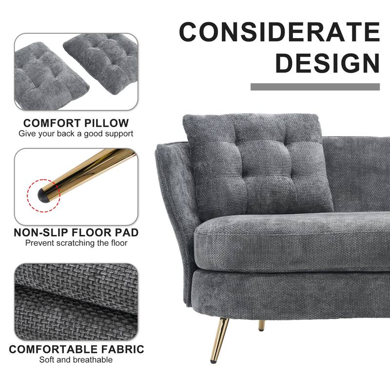 Modern Upholstered Loveseat Sofa with Golden Metal Legs