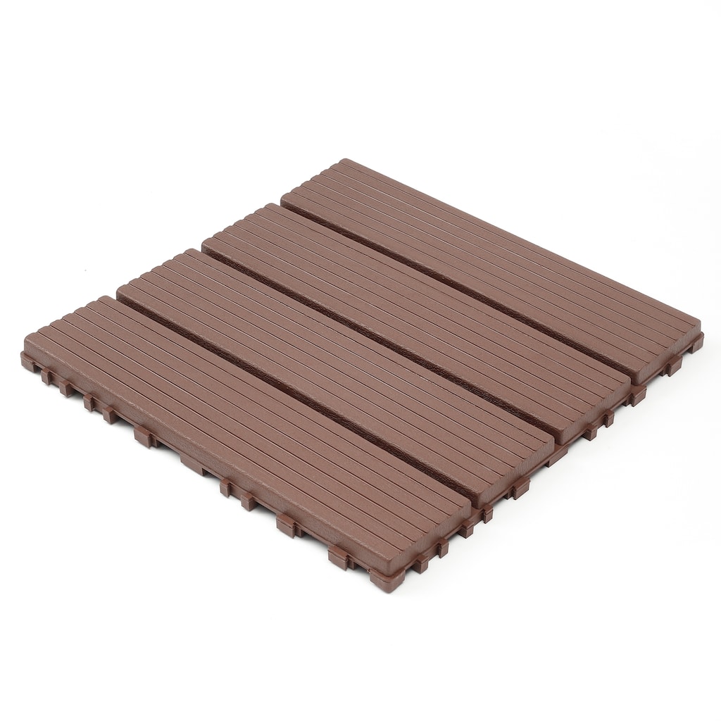 Plastic interlocking decking tiles, 44 packs of terrace decking tiles, 12 inches x 12 inches waterproof