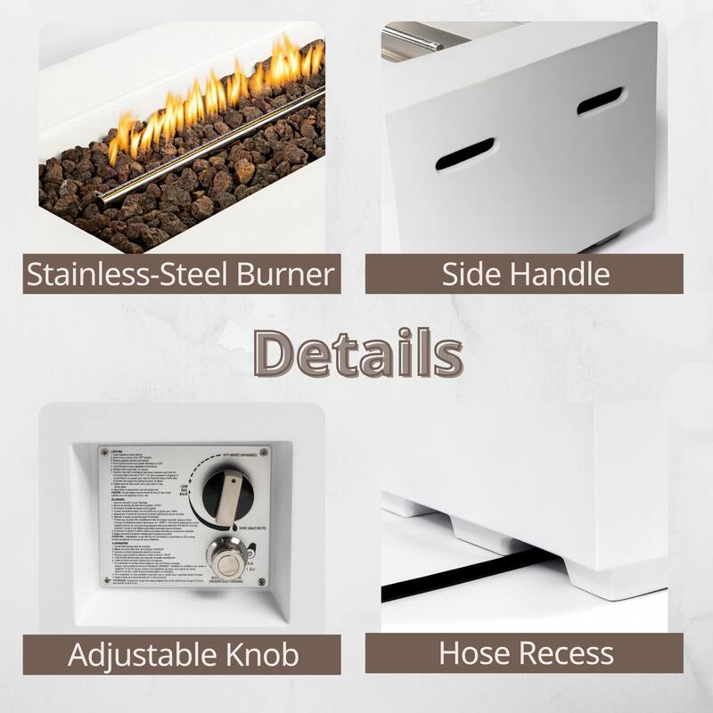 GDFStudio - 60" Outdoor Magnesium Oxide Fire Pit Table