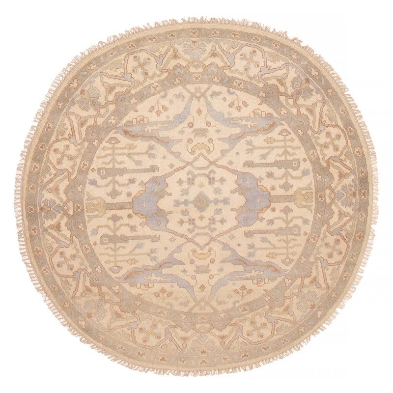 ECARPETGALLERY Hand-knotted Royal Oushak Ivory Wool Rug - 5'11 x 5'11 - Ivory - 5'11 x 5'11