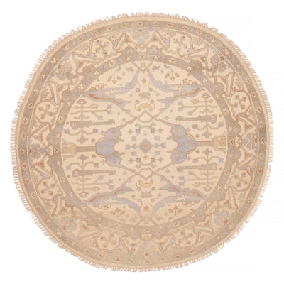 ECARPETGALLERY Hand-knotted Royal Oushak Ivory Wool Rug - 5'11 x 5'11