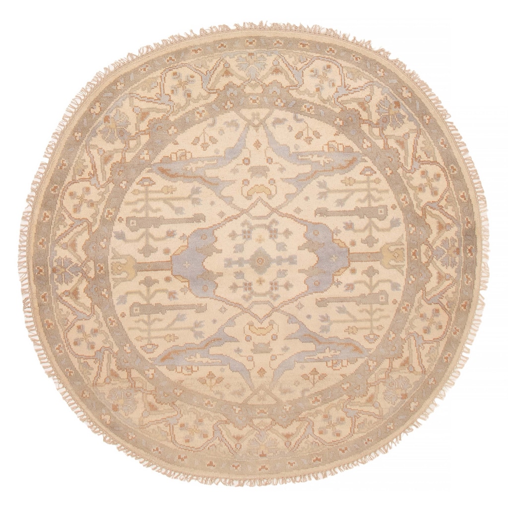 ECARPETGALLERY Hand-knotted Royal Oushak Ivory Wool Rug - 5'11 x 5'11