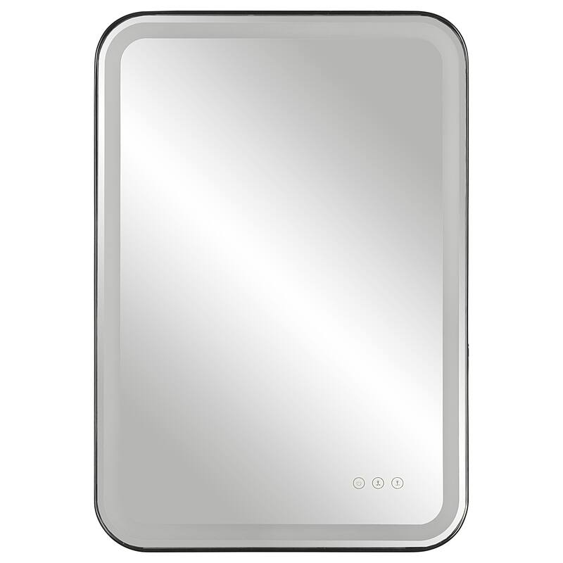 Uttermost Crofton Lighted Black Vanity Mirror - 22.25"x 32.25"