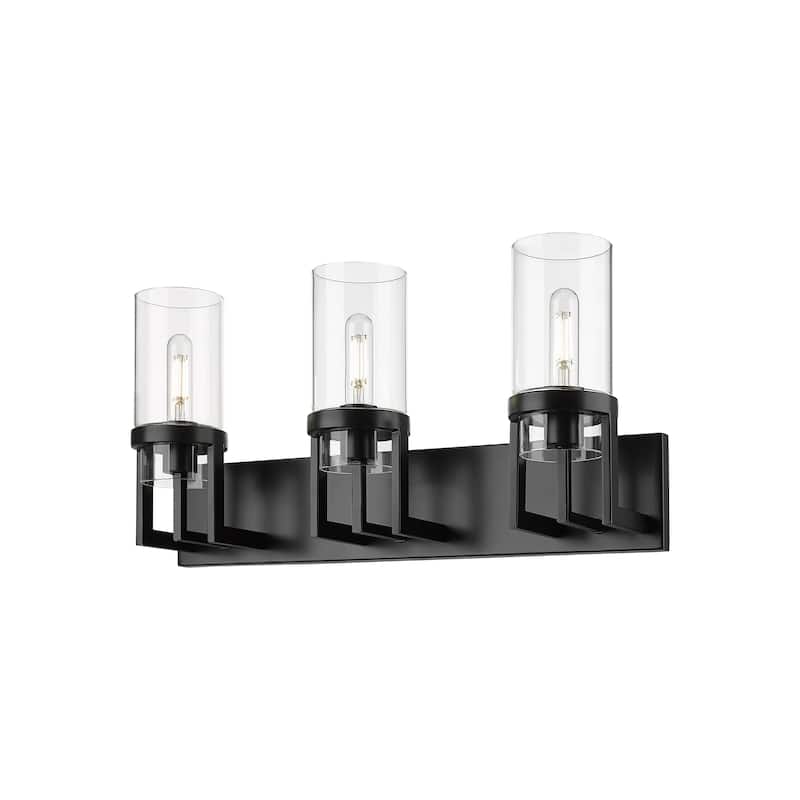 Innovations Lighting Utopia - 3 Light 8" Wall-Mounted Bath Vanity Light - Clear/Matte Black