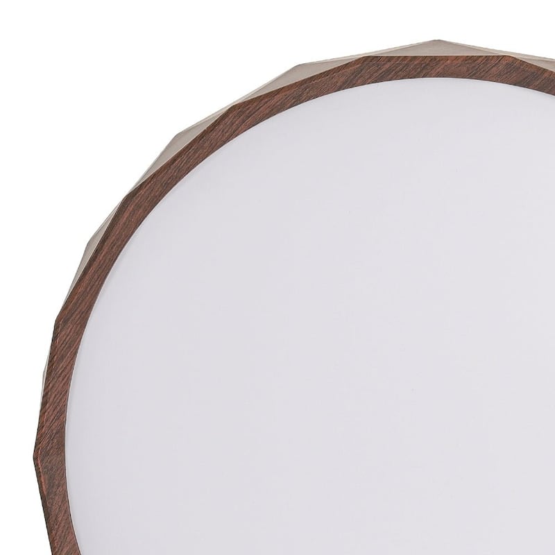 Dimmable LED Flush Mount Ceiling Light with Wood Look Finish 5 CCT 30W