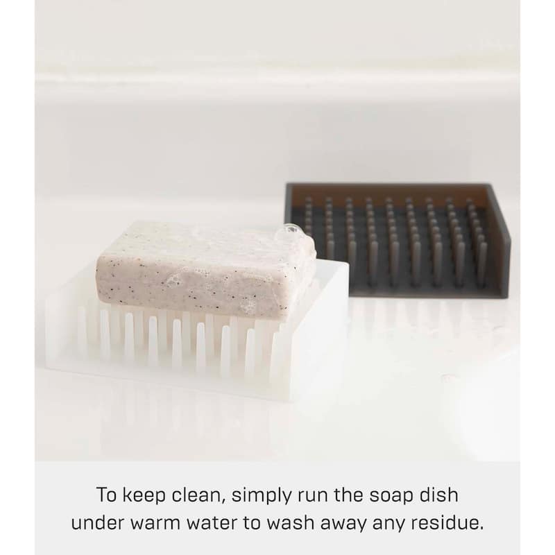 Yamazaki Home Self-Draining Soap Dish, Silicone - L 3.35 x W 4.33 x H 1.18 inches