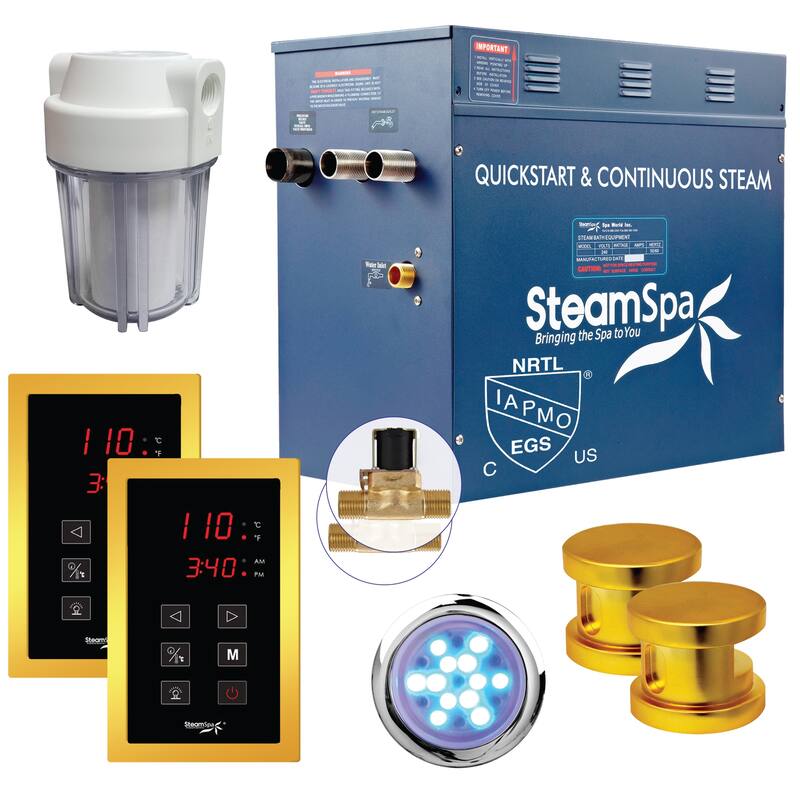 SteamSpa Royal 10.5 KW QuickStart Acu-Steam Touch Panel Bath Generator Package with Built-in Auto Drain in Gold - Gold