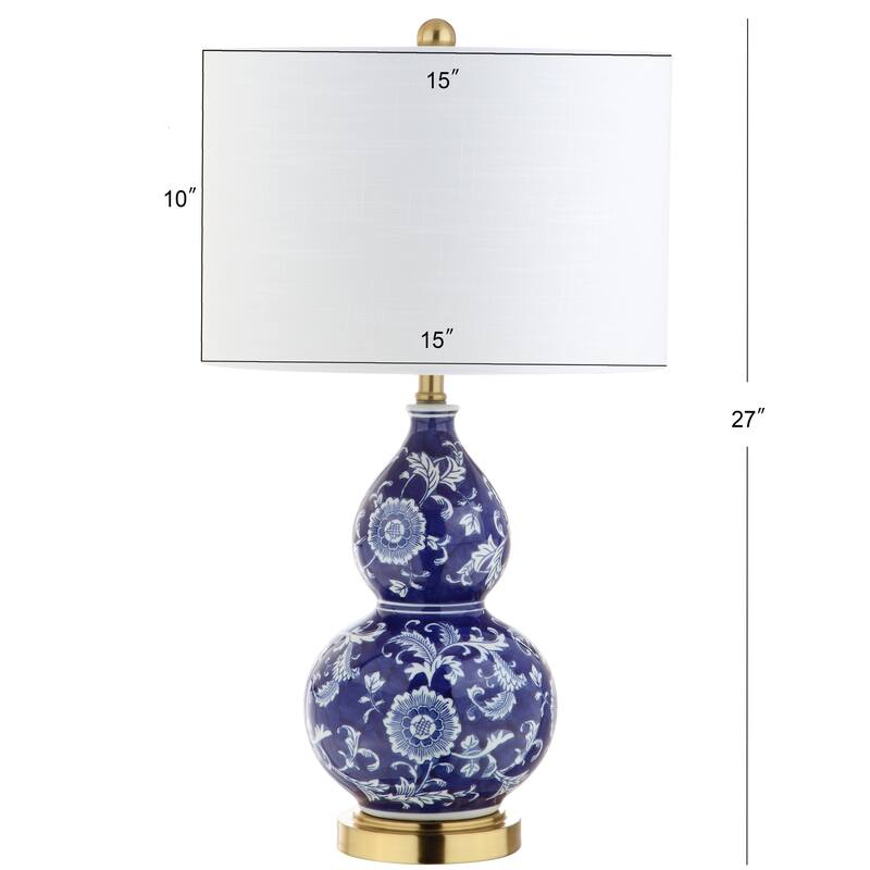 Lee 27" Ceramic Chinoiserie LED Table Lamp, Blue/White by JONATHAN Y