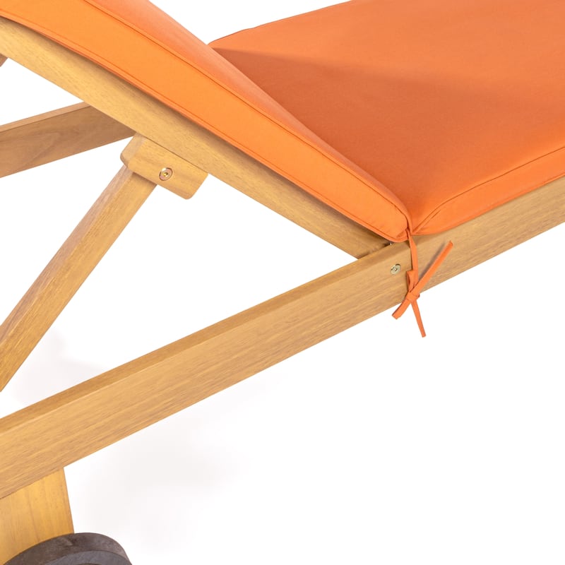 Adjustable Outdoor Chaise Lounge w/ Cushion & Wheels - JONATHAN Y