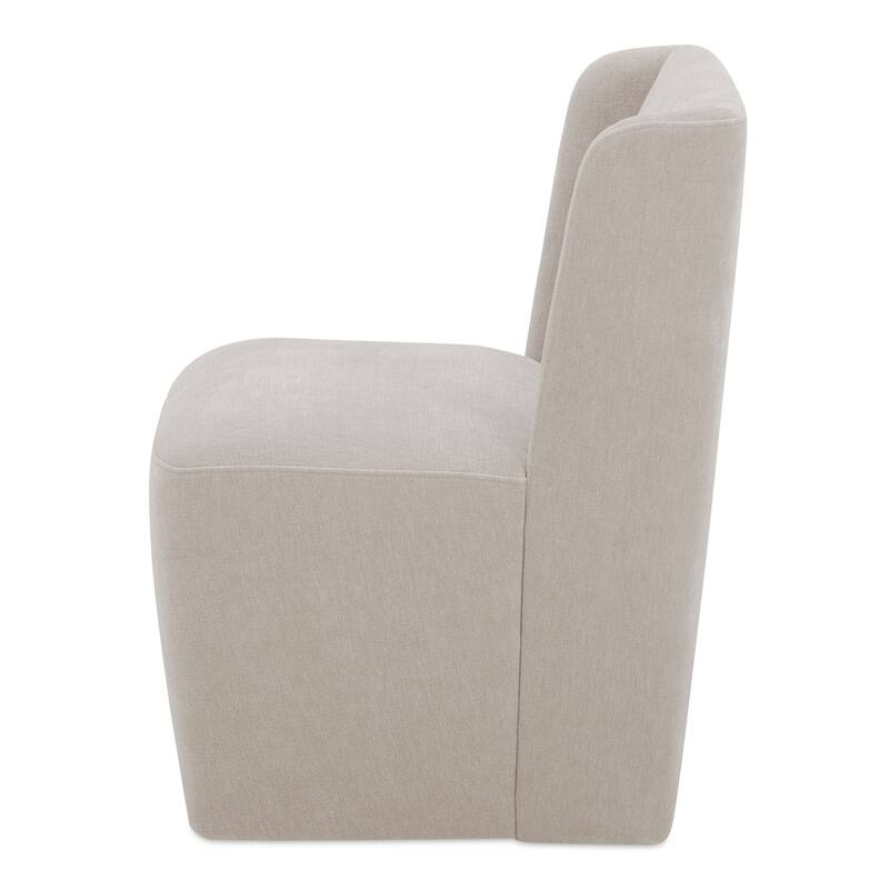 NADAAL STUDIOS Zadie Rolling Dining Chair, 360° Swivel, Polyester Upholstery, High-Density Foam Cushioning, Cream