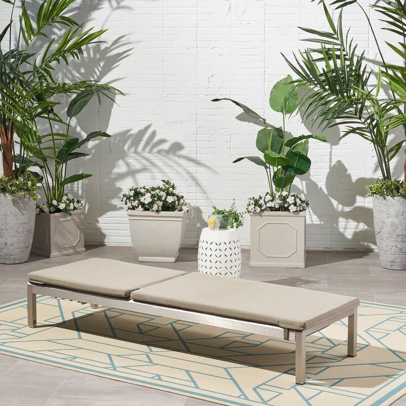 Roomfitters Cape Coral Outdoor Chaise Lounge Cushion with Removable Cover, Water Resistant - Khaki