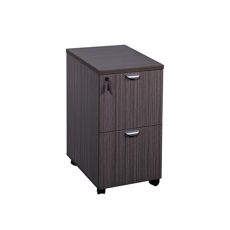 Kery 2 Drawer Mobile Pedestal File Cabinet with Lock, Driftwood Gray