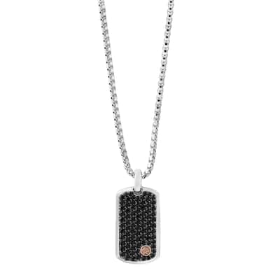 Effy Men's 925 Sterling Silver/18K Rose Gold Black Sapphire Pendant Necklace