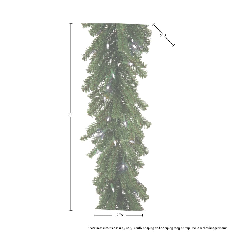 6' X 12" Battery Belgium Garland,50 Lt - Natural Green - 6"L x 12"W