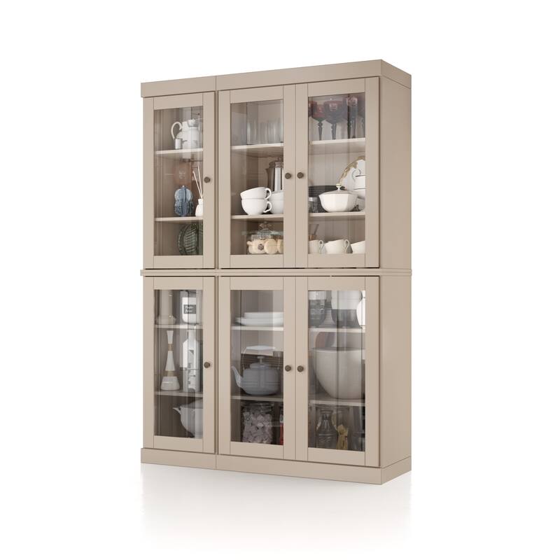 Palace Imports 100% Solid Wood 48.5" Pantry China Cabinet with Clear Glass Doors and Adjustable Shelves