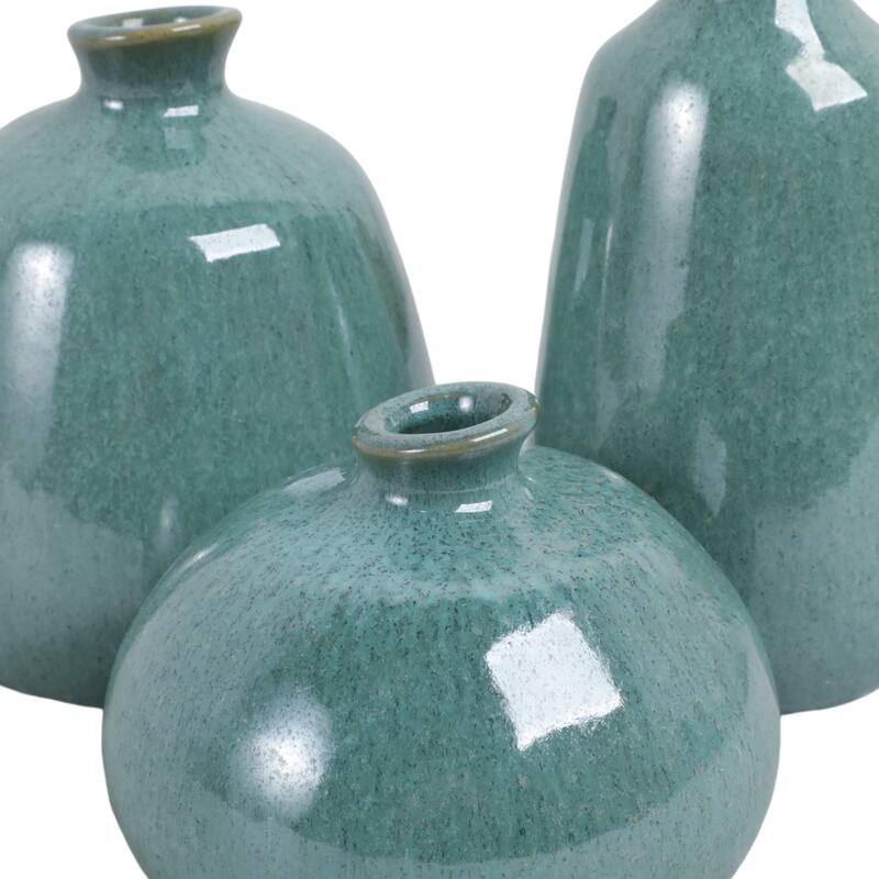 Ceramic Decorative Vases Modern Glam Accent (Set of 3) - 5/7/9" Green