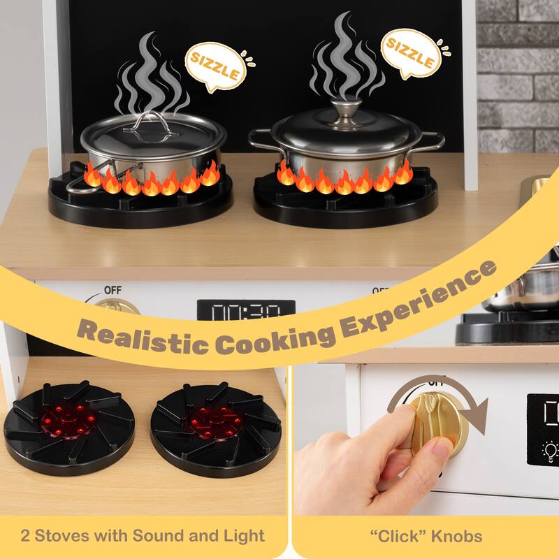 Gymax Kids Kitchen Playset w/Stoves Sound & Light Coffee Machine