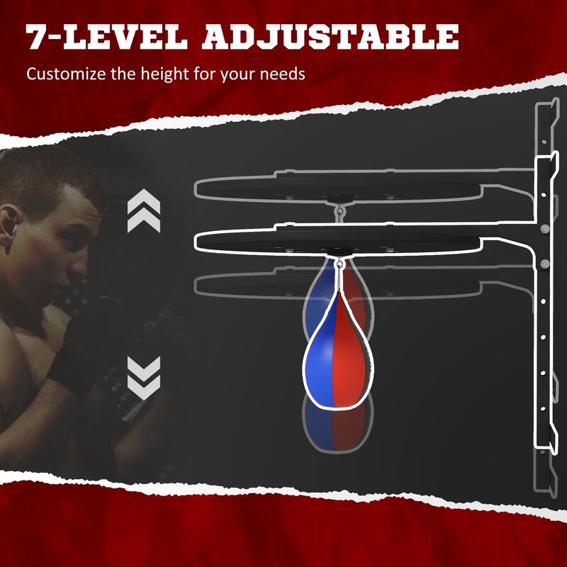 Soozier Adjustable Speed Bag Platform, Wall Mounted Punching Bag with 360-Degree Swivel for Home Fitness - 9.8" L x 7" W
