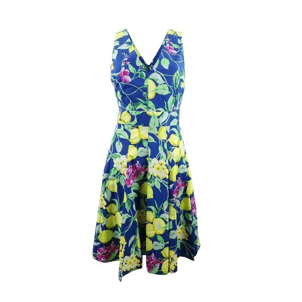 navy lemon print dress