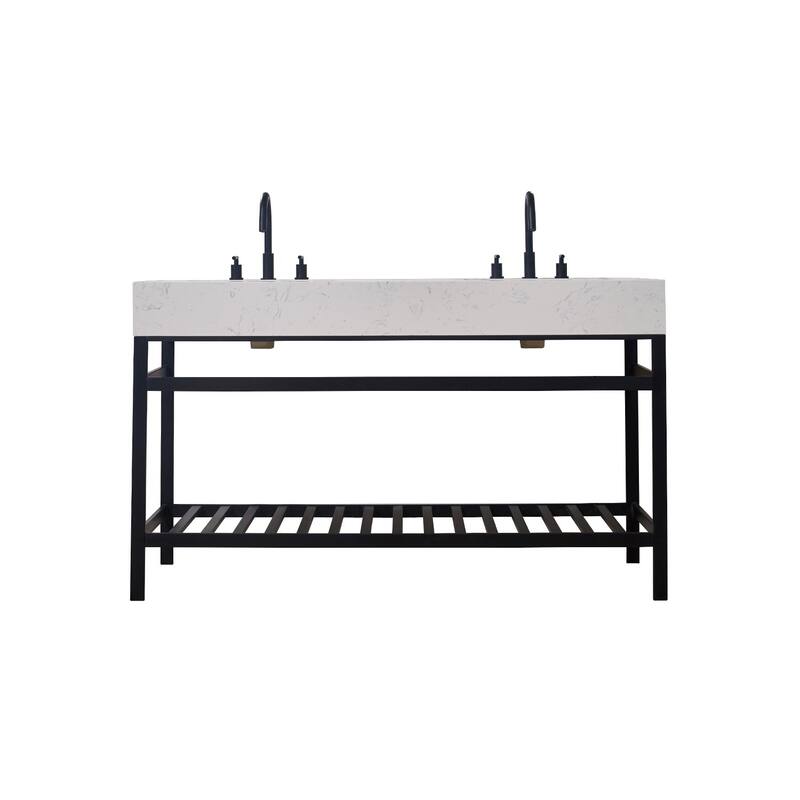 Altair Merano Stainless Steel Vanity Console with Stone Countertop, no Mirror