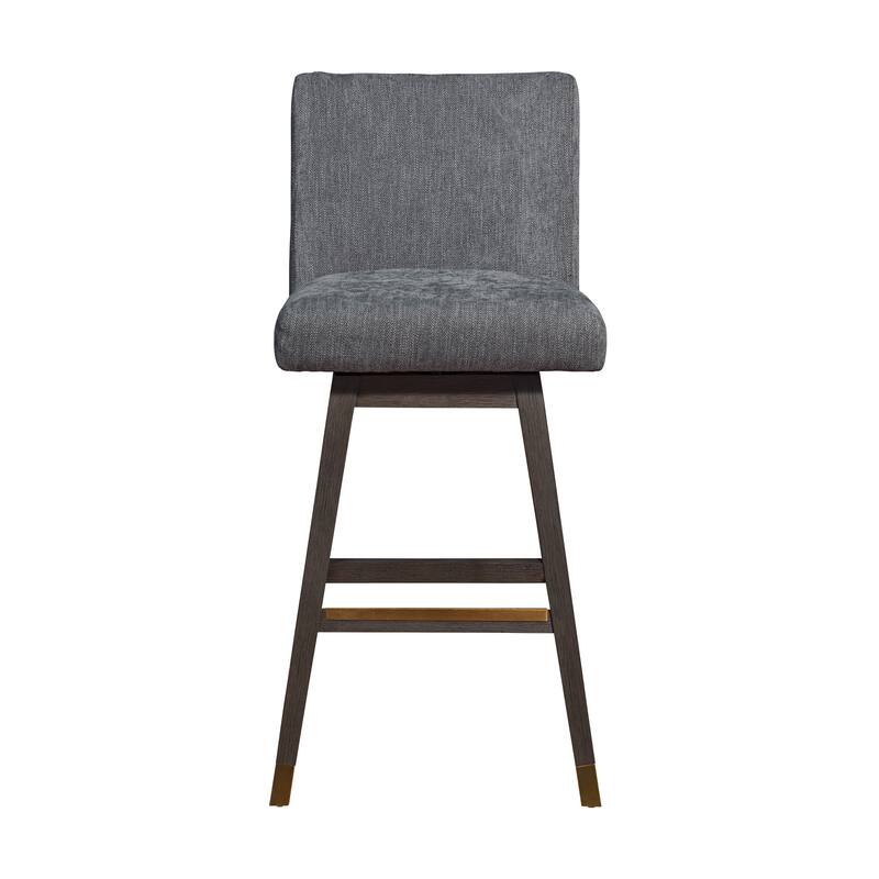 HomeRoots 30" Gray and Brown Solid Wood Swivel Bar Chair