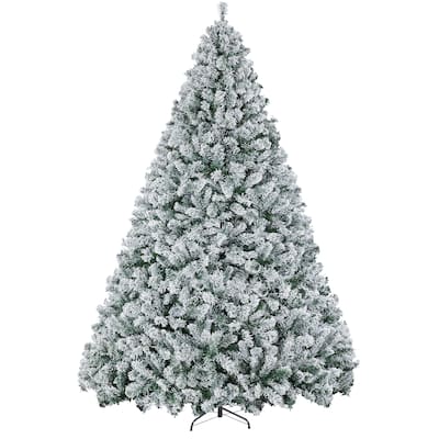 Yaheetech Pre-lit 4.5ft/6ft/7/5ft/9ft Flocked Artificial Christmas Tree with Foldable Stand, Green