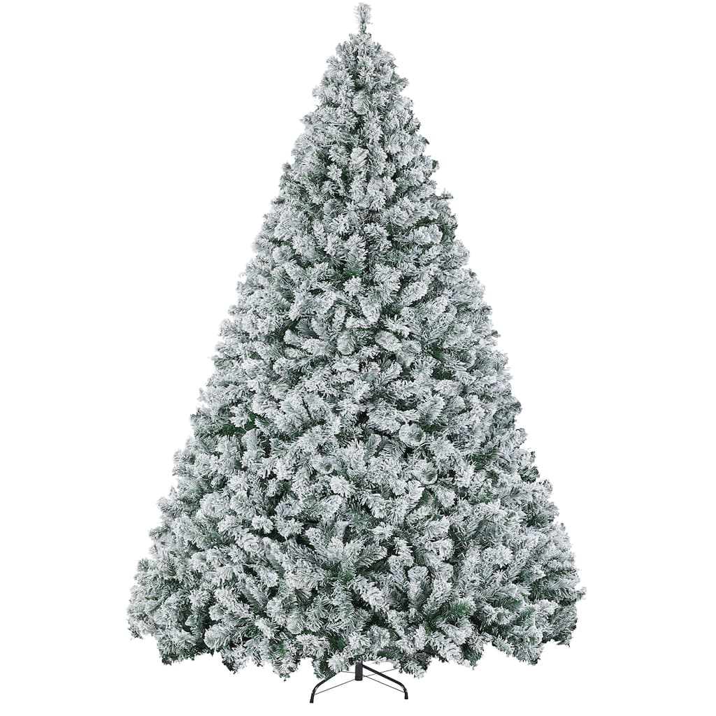Yaheetech Pre-lit 4.5ft/6ft/7/5ft/9ft Flocked Artificial Christmas Tree with Foldable Stand, Green