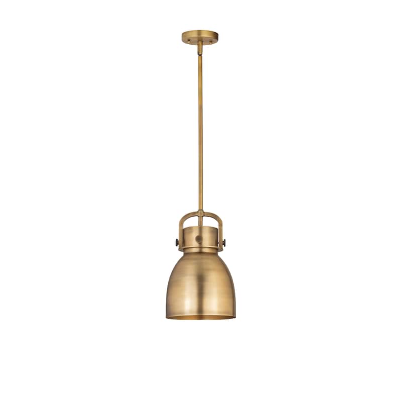 Innovations Lighting Newton Metal Bell - 1 Light 8" Stem Hung Pendant - Brushed Brass