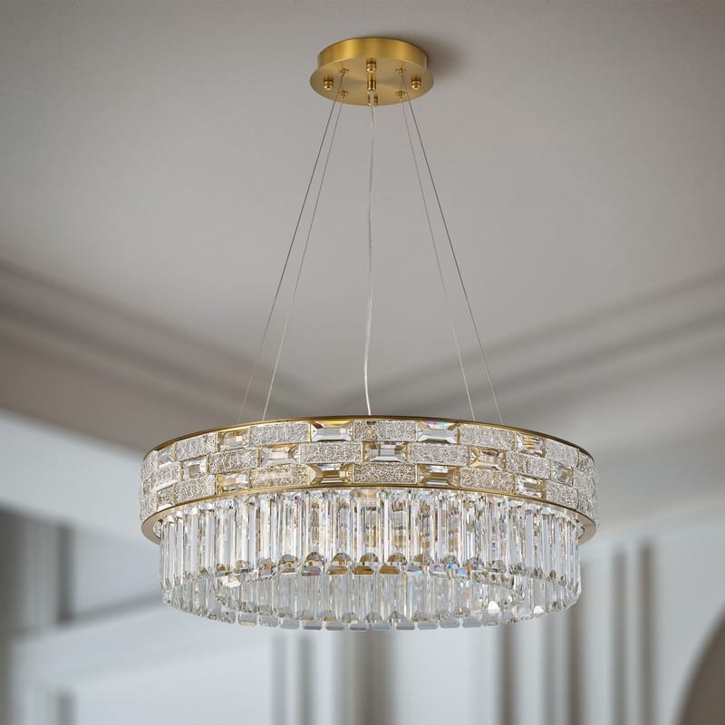 KAYLA Crystal Chandelier - Large K9 Crystal Pendant Light for High Ceilings, Entryway, Foyer, Dining Room & Living Room