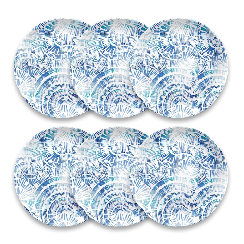 Abode Homewares by TarHong Coastal Scallops Dinner Plate, 10.5", Set of 6