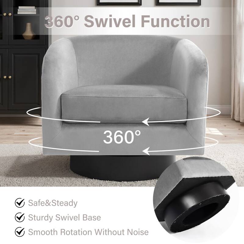 360-Degree Swivel Round Barrel Velvet Armchair Accent Chairs