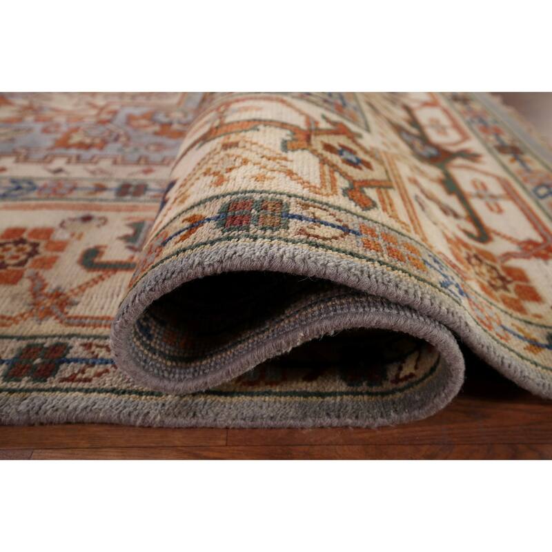 Geometric Heriz Serapi Indian Area Rug Handmade Wool Carpet - 8'8" x 12'2"