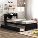 preview thumbnail 5 of 64, Wood Storage Bed with Trundle,Bookcase Espresso Twin