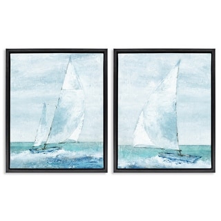Stupell Maritime Boats Seascape Framed Floater Canvas Wall Art Design ...