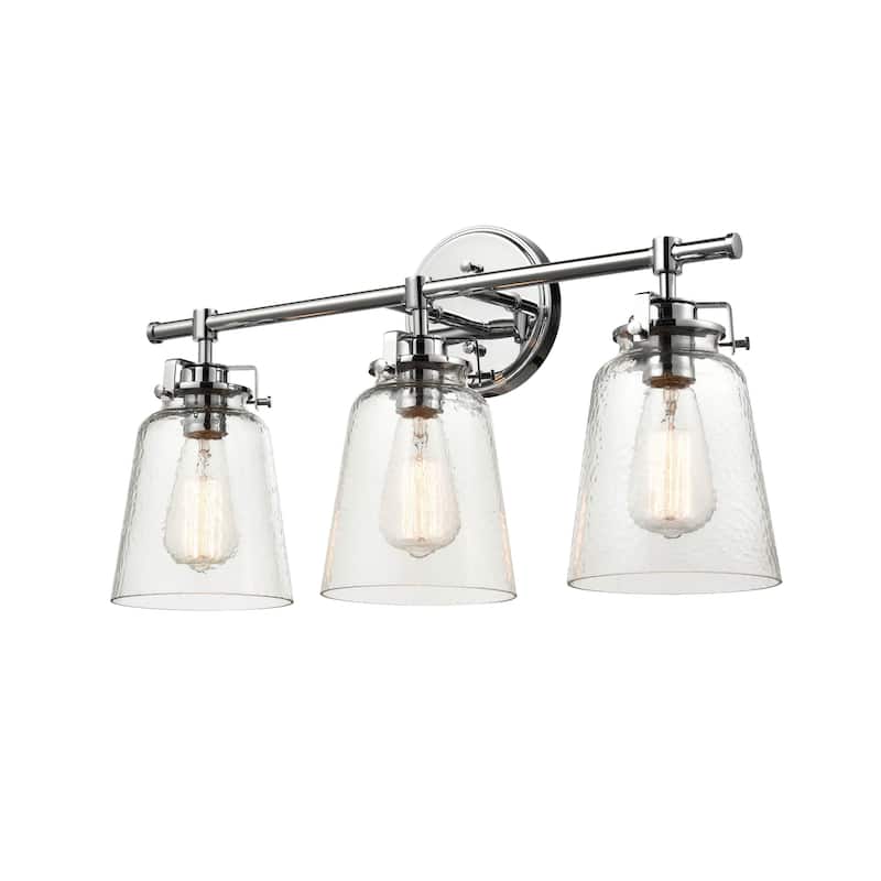 Millennium Lighting Amberose Vanity Light with Hammered Glass Shades - 3 Light - Chrome