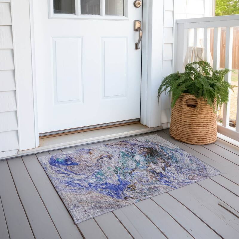 Machine Washable Indoor/ Outdoor Chantille Abstract Contempoary Rug