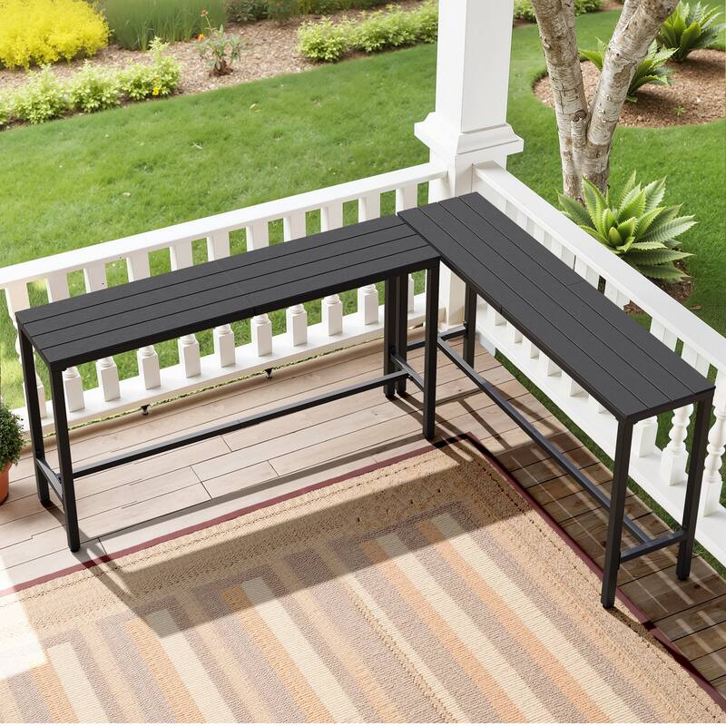 Crestlive Products Patio Outdoor Bar Table Rectangle Pub Table
