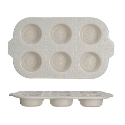 Stoneware Muffin Pan with Pattern