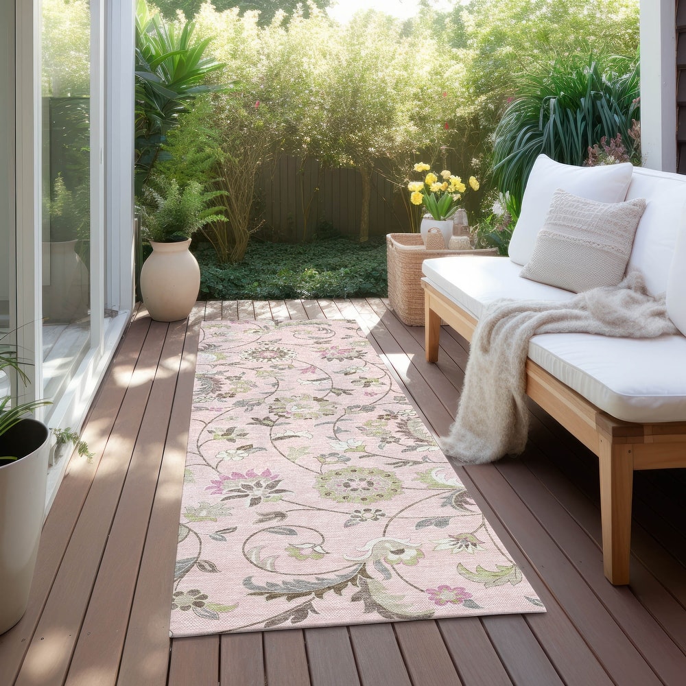 Machine Washable Indoor/ Outdoor Traditional Chantille Rug