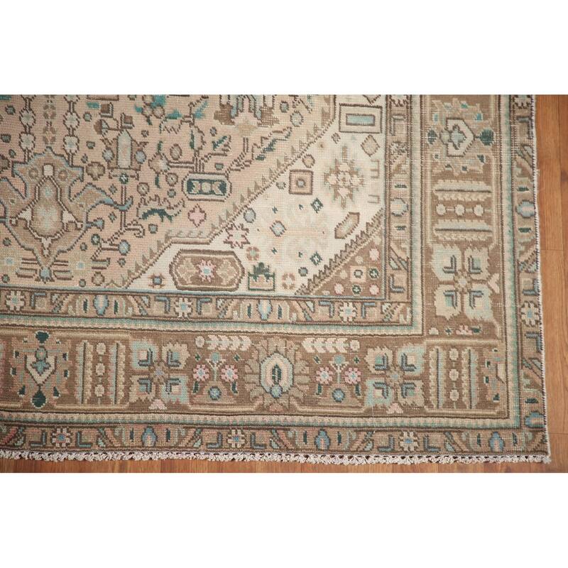 Hand Knotted Oriental 100% Wool Carpet Traditional Medallion Pink Tabriz Area Rug - 9' 4'' X 6' 4''