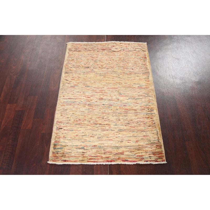 Striped Gabbeh Kashkoli Modern Area Rug Wool Hand-knotted Foyer Carpet - 2'8" x 3'11"