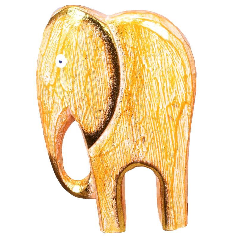 Handcarved Bali Elephant Figurine - Orange