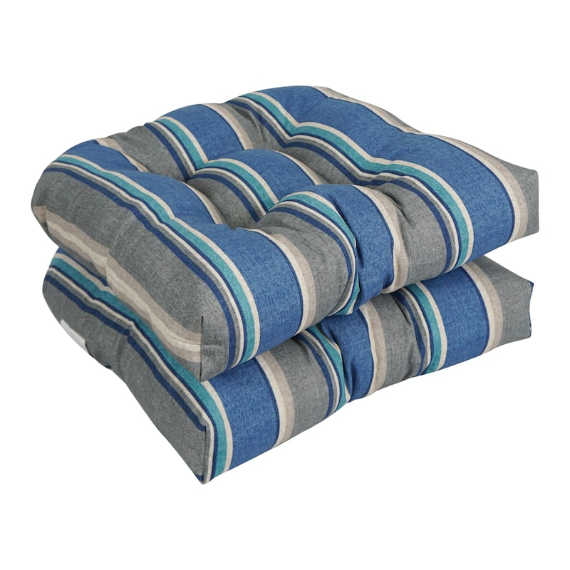 19-inch Rounded Back Indoor/Outdoor Chair Cushions (Set of 2) - 19" x 19" - Sovaro Denim