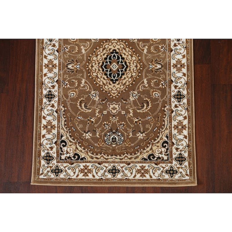 Traditional Brown Floral Oriental Tabriz Area Rug Turkish Carpet