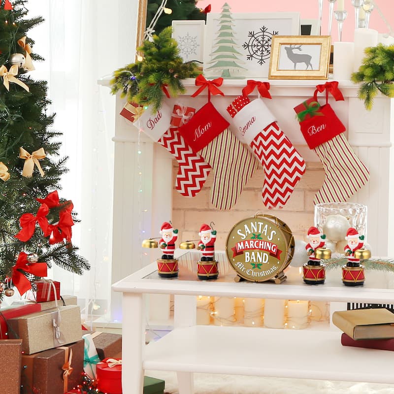 6 in. Animated Santas Marching Band