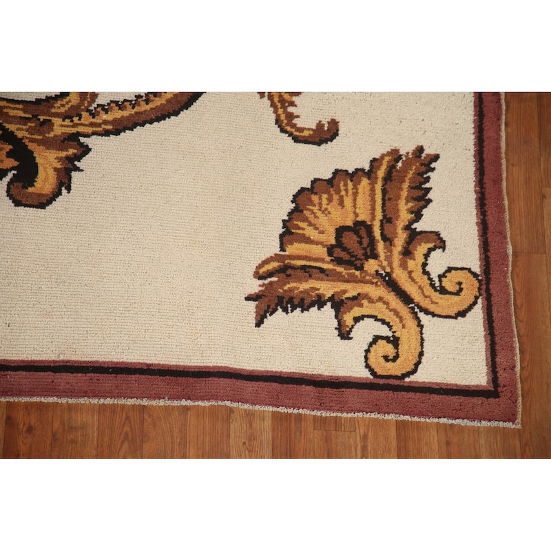 Aubusson Oriental Area Rug Handmade Wool Carpet - 8'2"x 9'2"