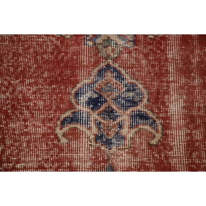 Distressed Oushak Turkish Vintage Area Rug Hand-Knotted Wool Carpet - 4'10" x 8'7"