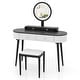 preview thumbnail 3 of 38, Costway Solid Wood Makeup Vanity Desk Set with LED Lighted Mirror