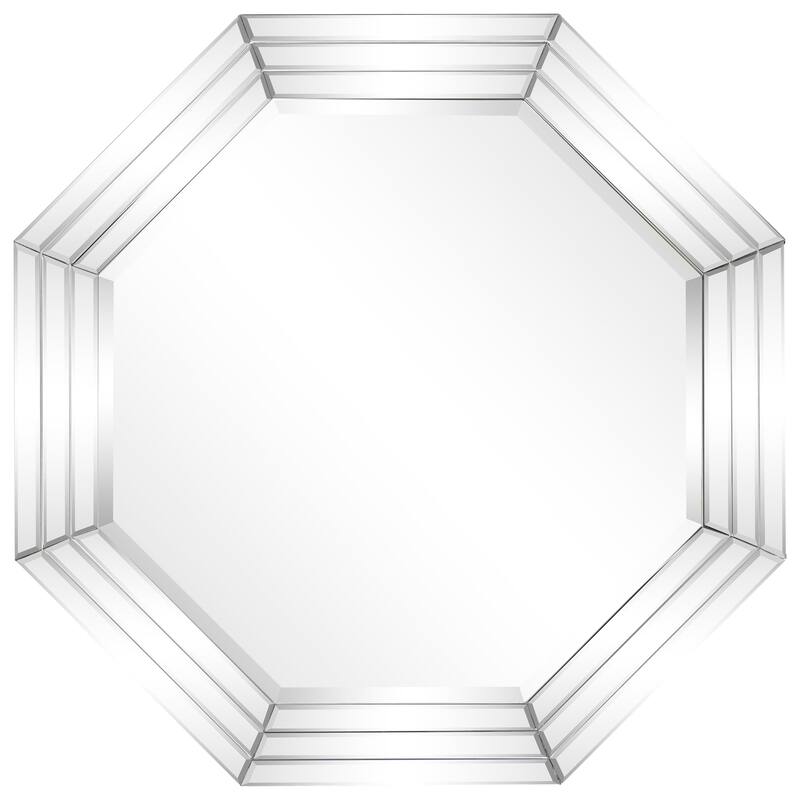 Multi-Faceted Framed Octagon Wall Mirror, Ready to Hang, 32" x 32" - Clear - 32 x 32